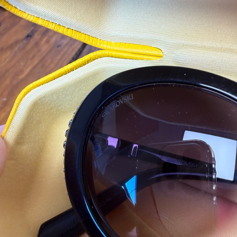 Swarovski Black Sunglasses with Yellow Case - Picture 4 of 12